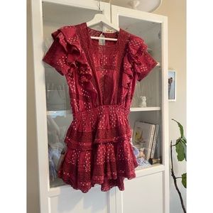 LOVESHACKFANCY maroon Stella dress